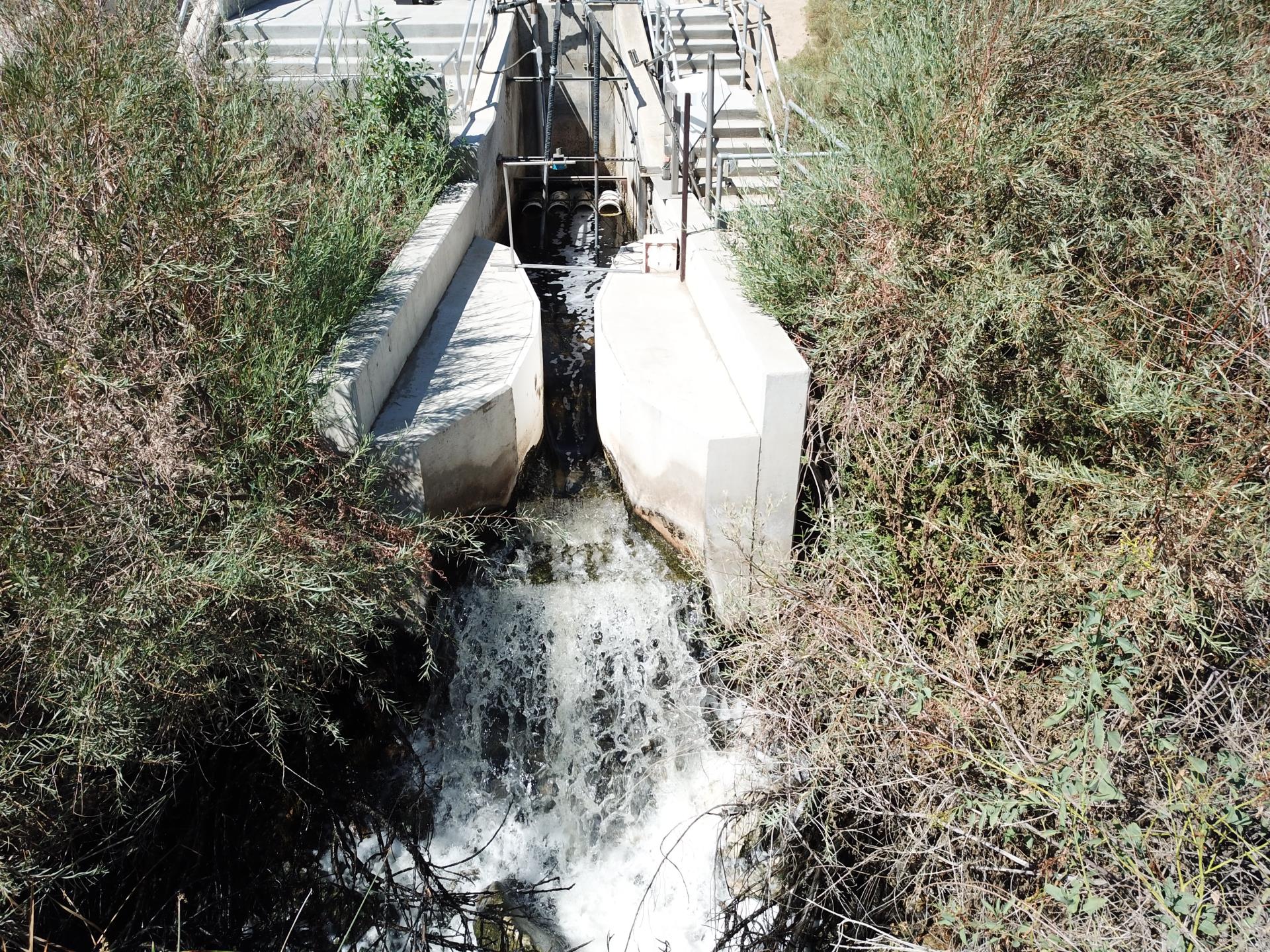 Recycled water flows into the Mojave River