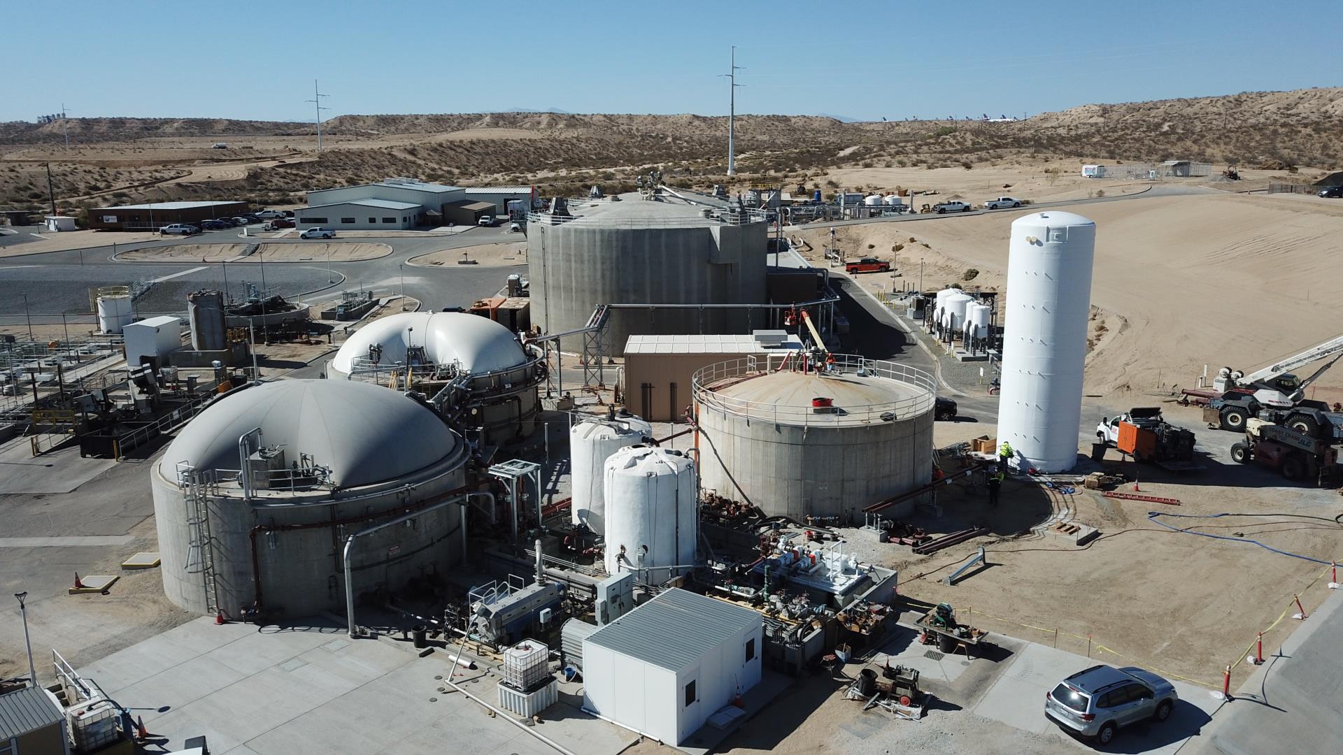 Aerial view of the three digesters